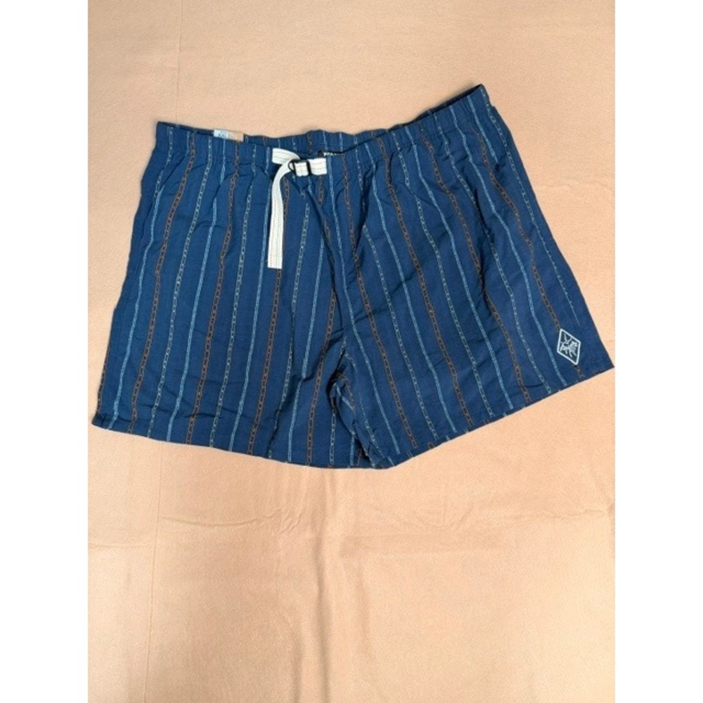prAna Indio Beach Short XXL Blue Stripe Relaxed Fit Elastic Waist NWT